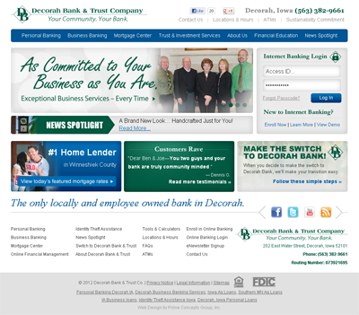 Decorah Bank Website Design and Development by Prime Concepts