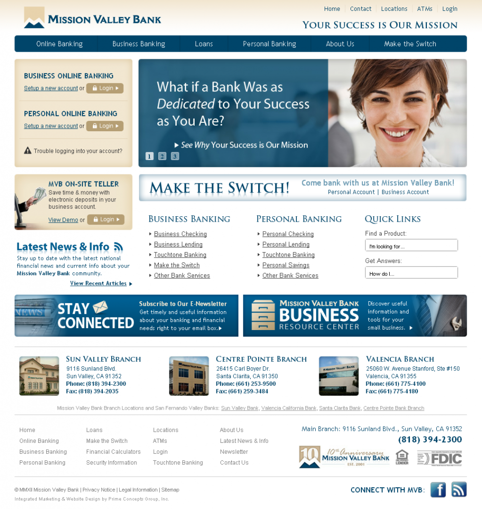 Mission Valley Bank Website Design and Development